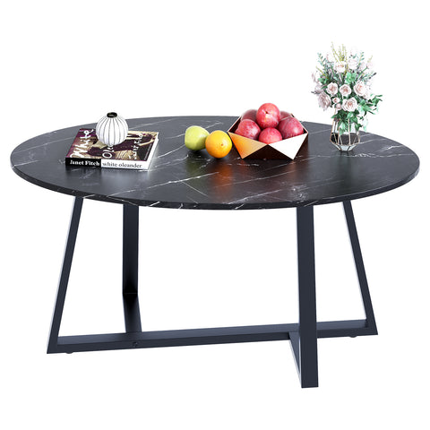 Black Oval Wooden Coffee Table
