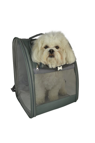 Bella's Bags Grey Mesh and Fabric Dog Backpack Animal Carrier
