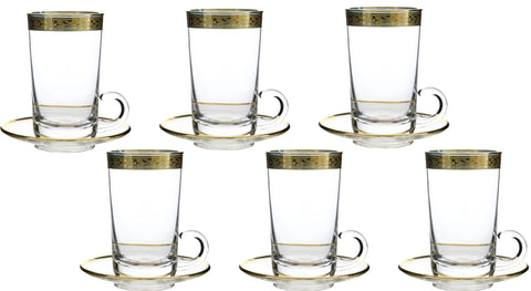 6pc Gold Rimmed Glass Tea Set