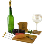 11pc Wine and Cheese Board Set w/ Flower Accents