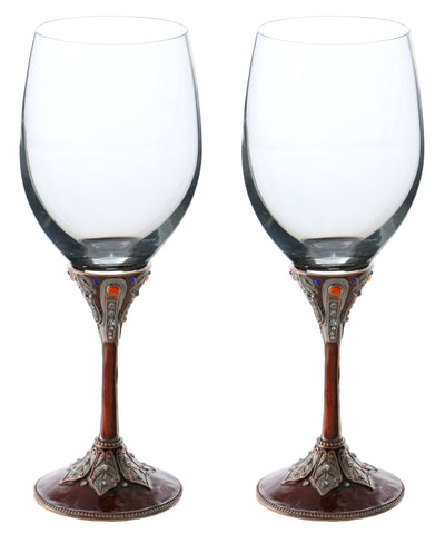 Crystal Wine Glass w/ Metal Stem Jewel Accents... King Sh!t