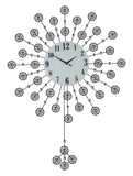 37X27 Black Metal Wall Clock w/ Flowers & Pendulum