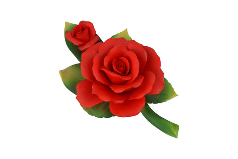 Capodimonte 7" Inch Italian Handmade Ceramic Red Rose
