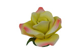 Capodimonte 3.5" Inch Italian Handmade Ceramic Yellow and Pink Rose