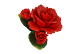 Capodimonte 6" Inch Italian Handmade Ceramic Red Rose with Leaves