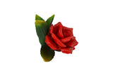 5" Inch Capodimonte Italian Handmade Ceramic Red Rose Candle Holder