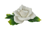 Capodimonte 7" Inch Italian Handmade Ceramic White Rose with Leaves