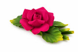 Capodimonte 7" X 4" Inch Italian Handmade Ceramic Fushia Rose