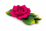 Capodimonte 7" X 4" Inch Italian Handmade Ceramic Fushia Rose