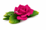 Capodimonte 7" X 4" Inch Italian Handmade Ceramic Fushia Rose