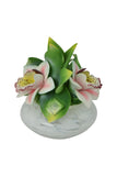8" Capodimonte Porcelain Diffuser with Pink Orchids