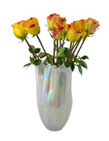 Iridescent Glass Vase –  13" Tall Decorative Flower Vase for Home Décor in Pearl White