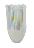 Iridescent Glass Vase –  13" Tall Decorative Flower Vase for Home Décor in Pearl White