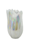 Iridescent Glass Vase –  10" Tall Decorative Flower Vase for Home Décor in Pearl White