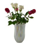 Iridescent Glass Vase –  10" Tall Decorative Flower Vase for Home Décor in Pearl White