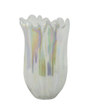 Iridescent Glass Vase –  10" Tall Decorative Flower Vase for Home Décor in Pearl White