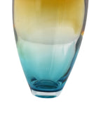 11-Inch Ombre Glass Vase – Handcrafted Decorative Flower Vase in Green and Amber