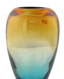 11-Inch Ombre Glass Vase – Handcrafted Decorative Flower Vase in Green and Amber