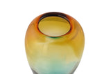 11-Inch Ombre Glass Vase – Handcrafted Decorative Flower Vase in Green and Amber