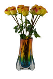 11-Inch Ombre Glass Vase – Handcrafted Decorative Flower Vase in Rainbow Colors