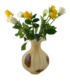 11-Inch Glass Vase – Handcrafted Decorative Flower Vase for Modern Home Décor in Brown & Cream