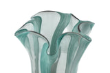 14-Inch Glass Vase – Handcrafted Decorative Flower Vase for Modern Home Décor in Turquoise and Clear Blue