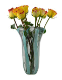 14-Inch Glass Vase – Handcrafted Decorative Flower Vase for Modern Home Décor in Turquoise and Clear Blue