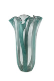 14-Inch Glass Vase – Handcrafted Decorative Flower Vase for Modern Home Décor in Turquoise and Clear Blue