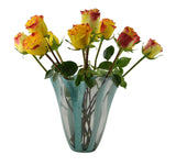 10-Inch Glass Vase – Handcrafted Decorative Flower Vase for Modern Home Décor in Turquoise and Clear Blue
