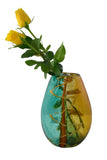 10.5" Ombre Glass Vase – Handcrafted Decorative Flower Vase for Modern Home Décor in Green and Amber