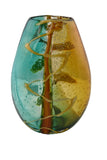 10.5" Ombre Glass Vase – Handcrafted Decorative Flower Vase for Modern Home Décor in Green and Amber