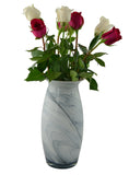 12" Tall Glass Vase – Handcrafted Decorative Flower Vase for Modern Home Décor in Black and White