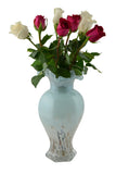 14-Inch Glass Vase – Handcrafted Decorative Flower Vase for Modern Home Décor in Light Blue & Brown