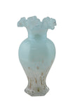 14-Inch Glass Vase – Handcrafted Decorative Flower Vase for Modern Home Décor in Light Blue & Brown