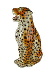 Italian 22" Ceramic Brown Leopard Statue
