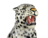 22" Tall Hand-Painted Ceramic Panther Statue with Removable Rhinestone Necklace