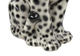 22" Tall Hand-Painted Ceramic Panther Statue with Removable Rhinestone Necklace