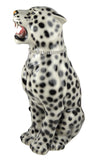 22" Tall Hand-Painted Ceramic Panther Statue with Removable Rhinestone Necklace