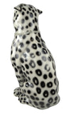 22" Tall Hand-Painted Ceramic Panther Statue with Removable Rhinestone Necklace