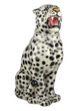 22" Tall Hand-Painted Ceramic Panther Statue with Removable Rhinestone Necklace
