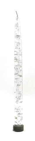 11" Inch Decorative Flameless Acrylic Taper Stick Candle with Silver Flakes for Display Only Set of 12
