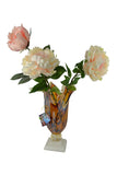 17" Inch Italian Murano Hand Blown Orange Glass Vase