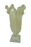 17" Inch Italian Hand Blown Murano White Glass Vase
