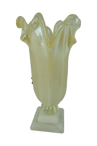 17" Inch Italian Hand Blown Murano White Glass Vase
