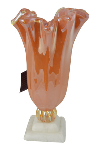 17" Inch Italian Hand Blown Murano Pink Glass Vase