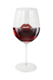 Large 18 Ounce Wine Glass with Red Lips Rhinestone Emblem