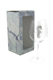 Large 18 Ounce Wine Glass with Silver Seahorse Rhinestone Emblem