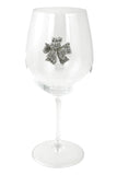 Large 18 Ounce Wine Glass with Silver Bow Rhinestone Emblem