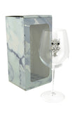 Large 18 Ounce Wine Glass with Silver Owl Rhinestone Emblem