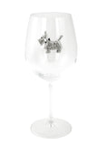 Large 18 Ounce Wine Glass with Silver Dog Rhinestone Emblem